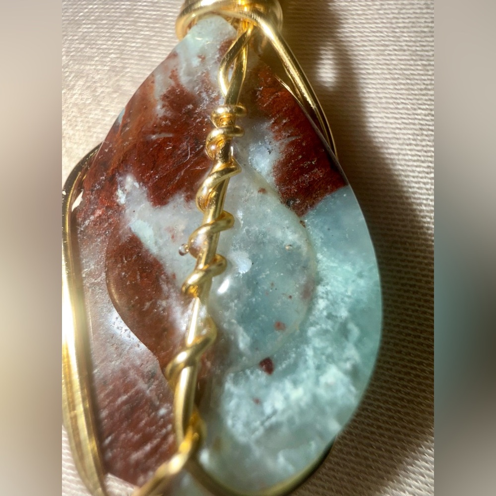 Aquaprase™ Faceted Pendant | Rare Blue-Green Chalcedony • Earth & Ocean Energy - Picture 3 of 9